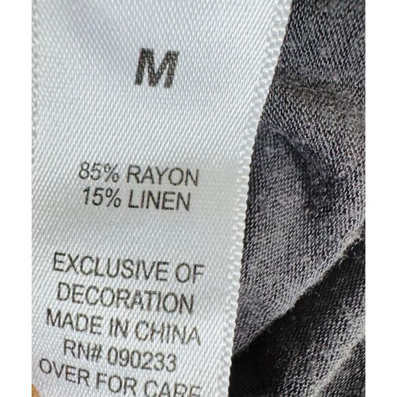 ME to WE Womens Distressed Rayon Linen Gray Boho Y2K Tee Shirt Sz Medium - Picture 8 of 9